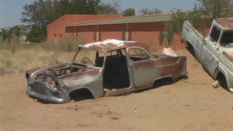 Derelict Ford Zodiac on display at Solitaire